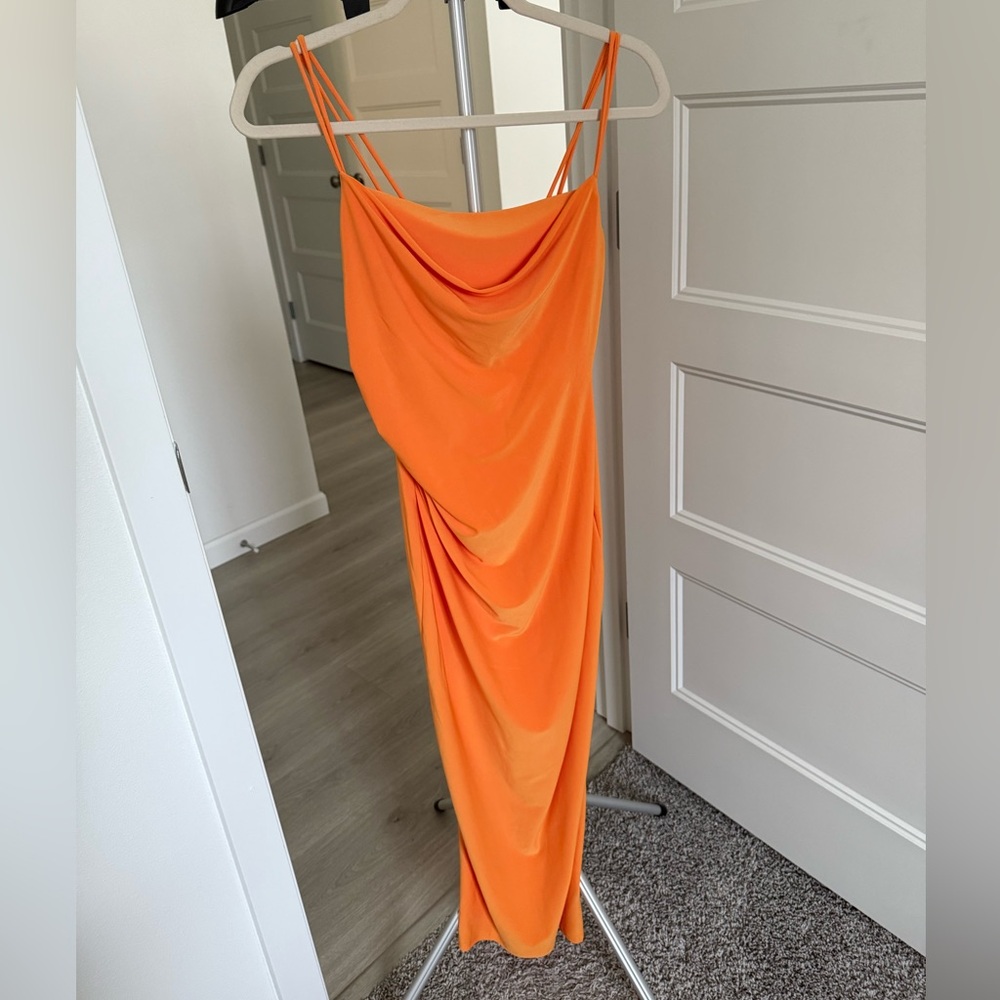Zara Vibrant Orange Backless Dress